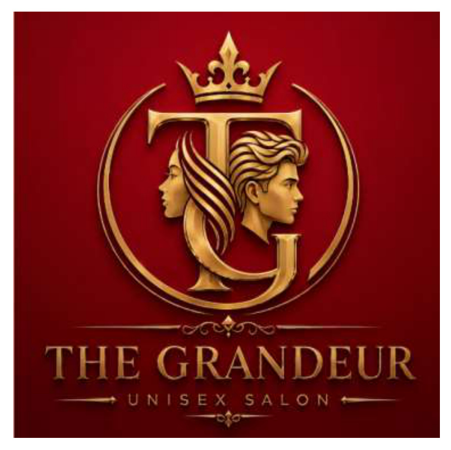 The Grandeur Unisex Salon logo designed by KAALAMITHRA